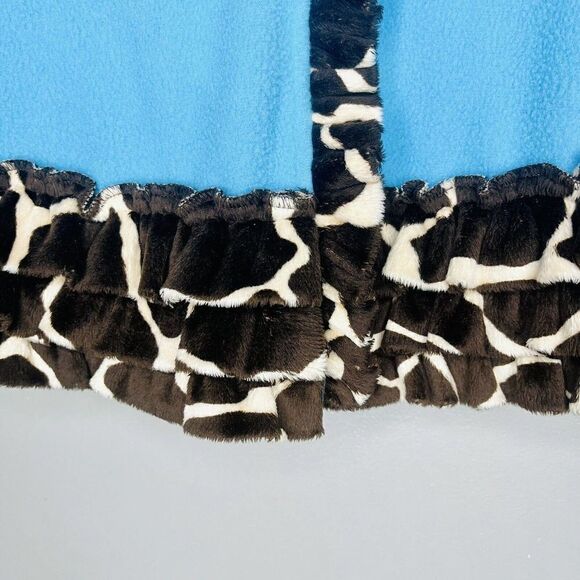 Mud Pie girls blue brown animal print fleece jacket 12-18 months - Picture 2 of 6